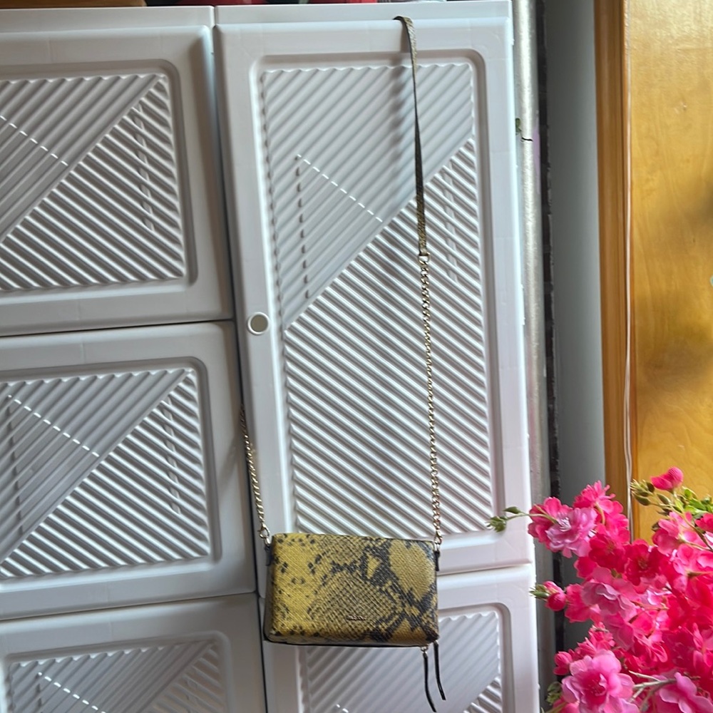 Faux yellow snakeskin shoulder bag or clutch/wristlet from Parfois